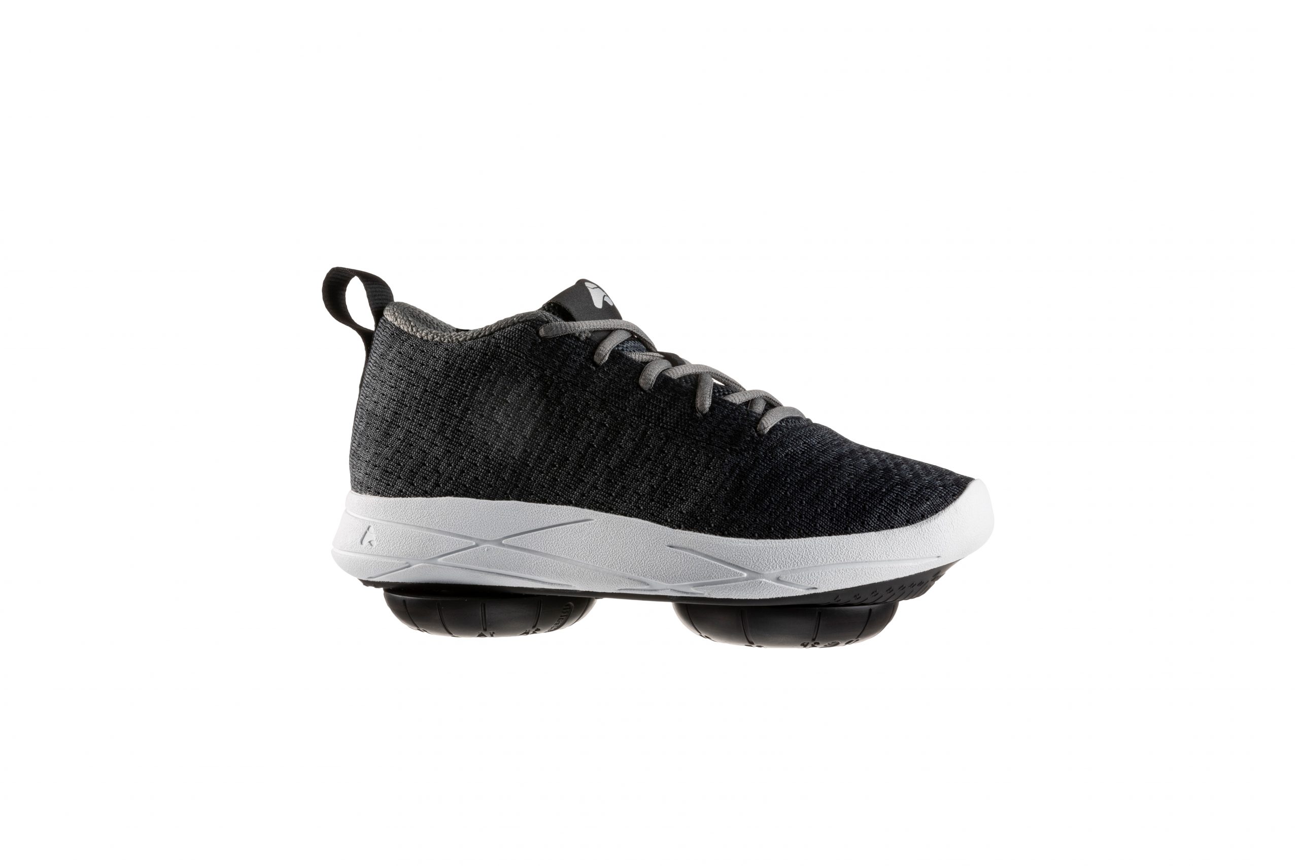 Apos footwear with two adjustable pods beneath the sole